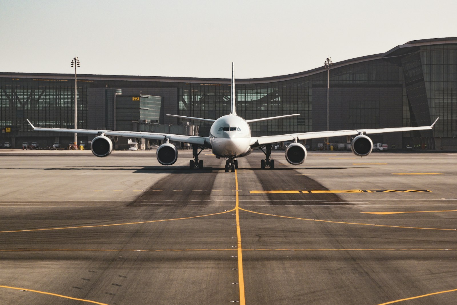 Passenger aircraft at an airport terminal